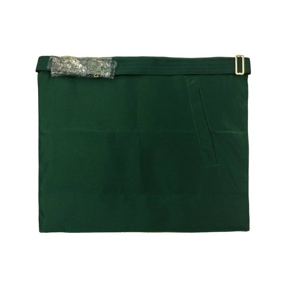 Master Mason Craft Scottish Regulation Apron -  Green with Two Rosettes