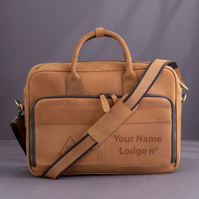 33rd Degree Scottish Rite Briefcase - Handmade Leather - Bricks Masons
