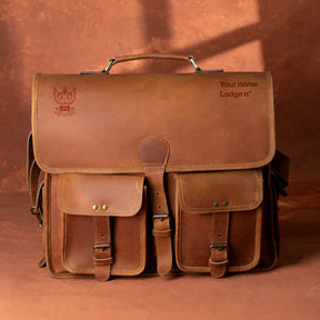 33rd Degree Scottish Rite Briefcase - Wings Up Genuine Leather Crazy Horse Finish - Bricks Masons