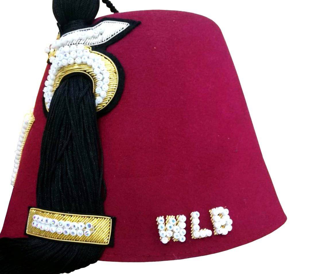 Shriners Fez Hat - Hand Embroidery