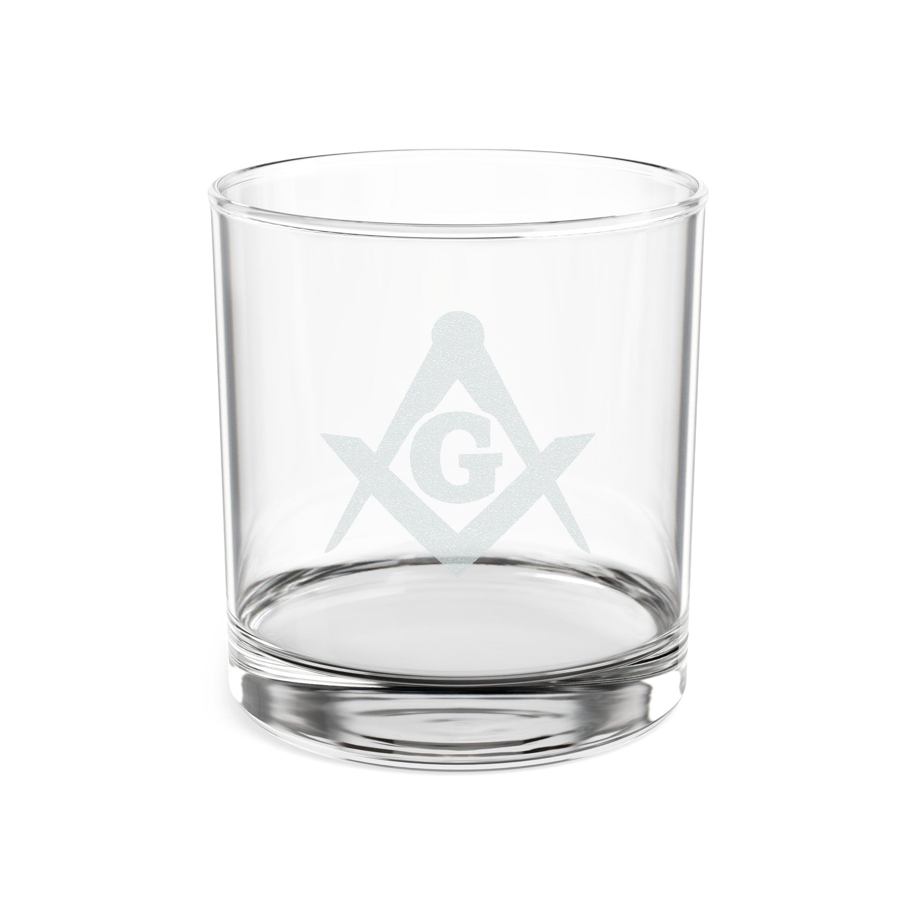Vaso de whisky de la Logia Azul de Maestro Masón - Escuadra y compás con G