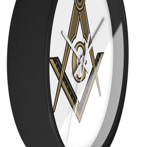 Master Mason Blue Lodge Clock - Distinguished S&C G on White Dial - Bricks Masons