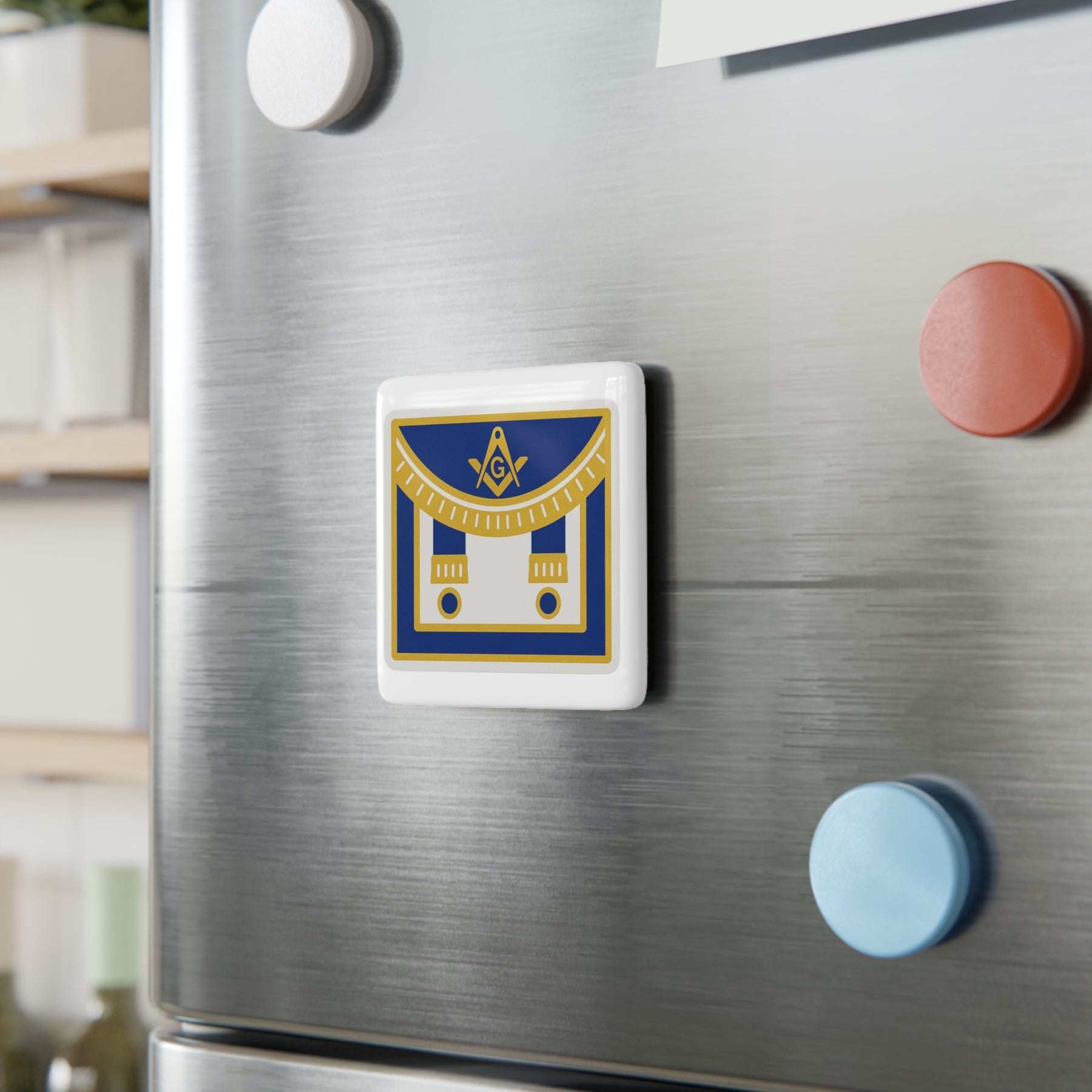 Master Mason Blue Lodge Magnet - Porcelain With Magnet - Bricks Masons