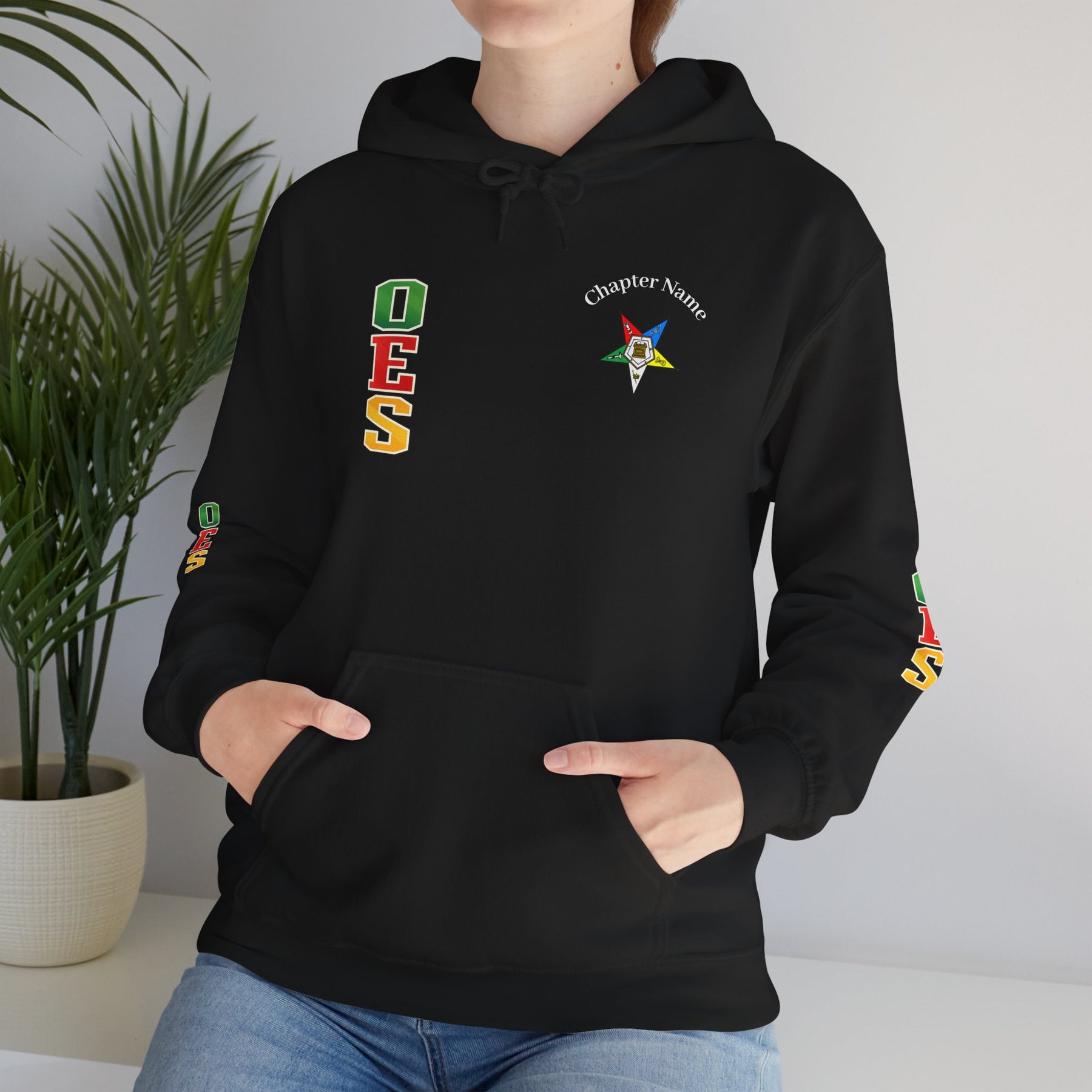 OES Hoodie - Colorful Eastern Star & Initials with Personalization - Bricks Masons