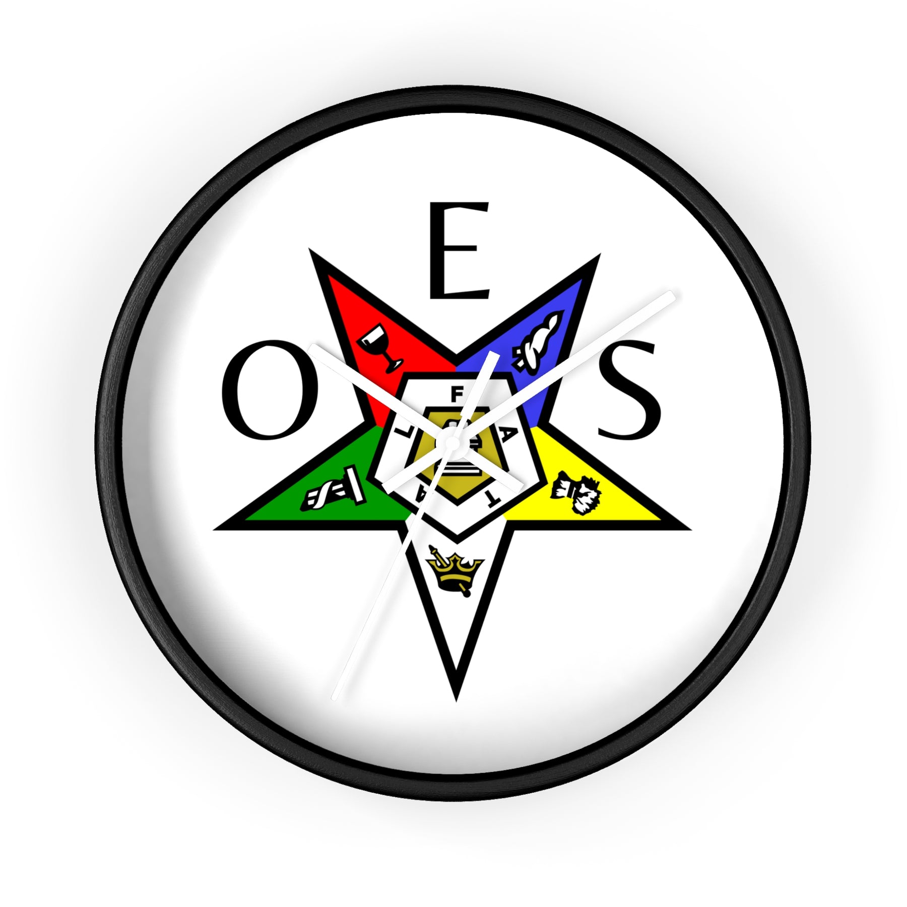 OES Clock - Colorful Star Emblem - Bricks Masons