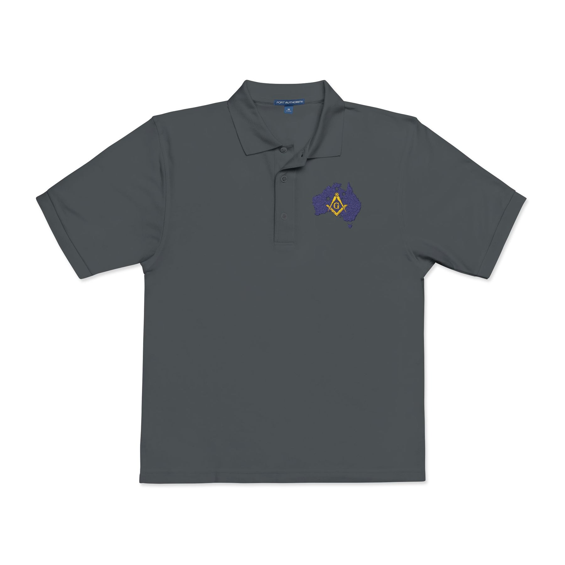 Master Mason Blue Lodge Australia Jurisdiction Polo Shirt - Embroidered Square & Compass G Mason - Bricks Masons