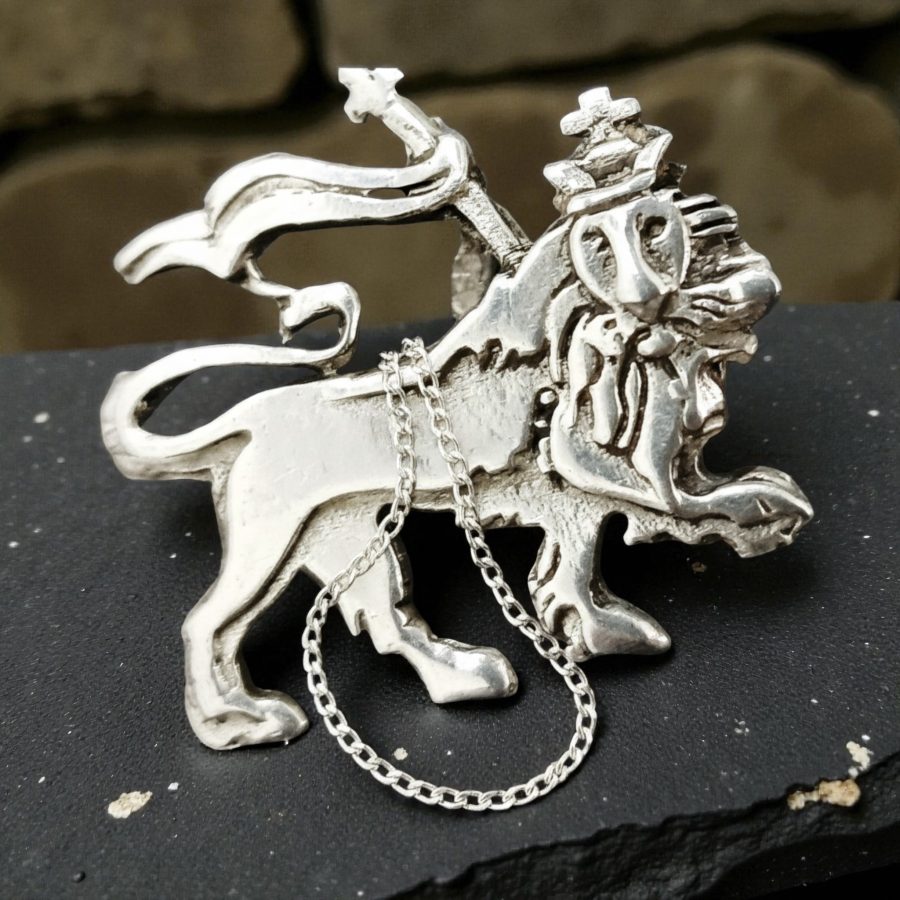 Rastafari Leon Judah Pendant In Silver 3.5 X 2.5 Cm 8 Gr Art 498 - Bricks Masons