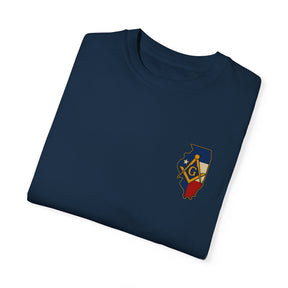 Master Mason Blue Lodge T-Shirt - Garment-Dyed Illinois Mason - Bricks Masons