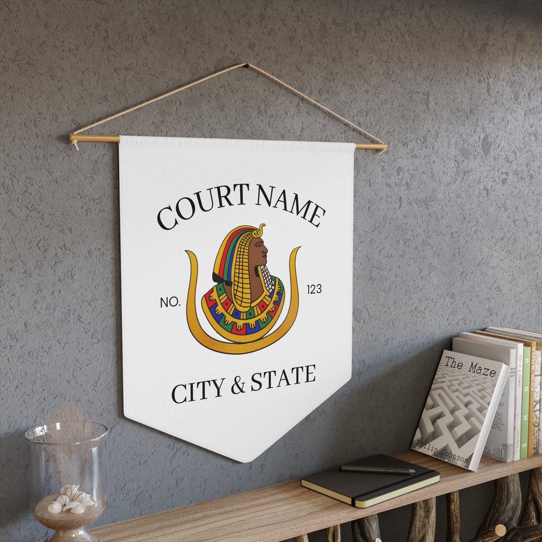 DOI Pennant - White Polyester Twill with Personalization - Bricks Masons