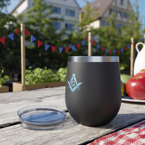 Master Mason Blue Lodge Vacuum Cup - Frosty Square & Compass G Design - Bricks Masons