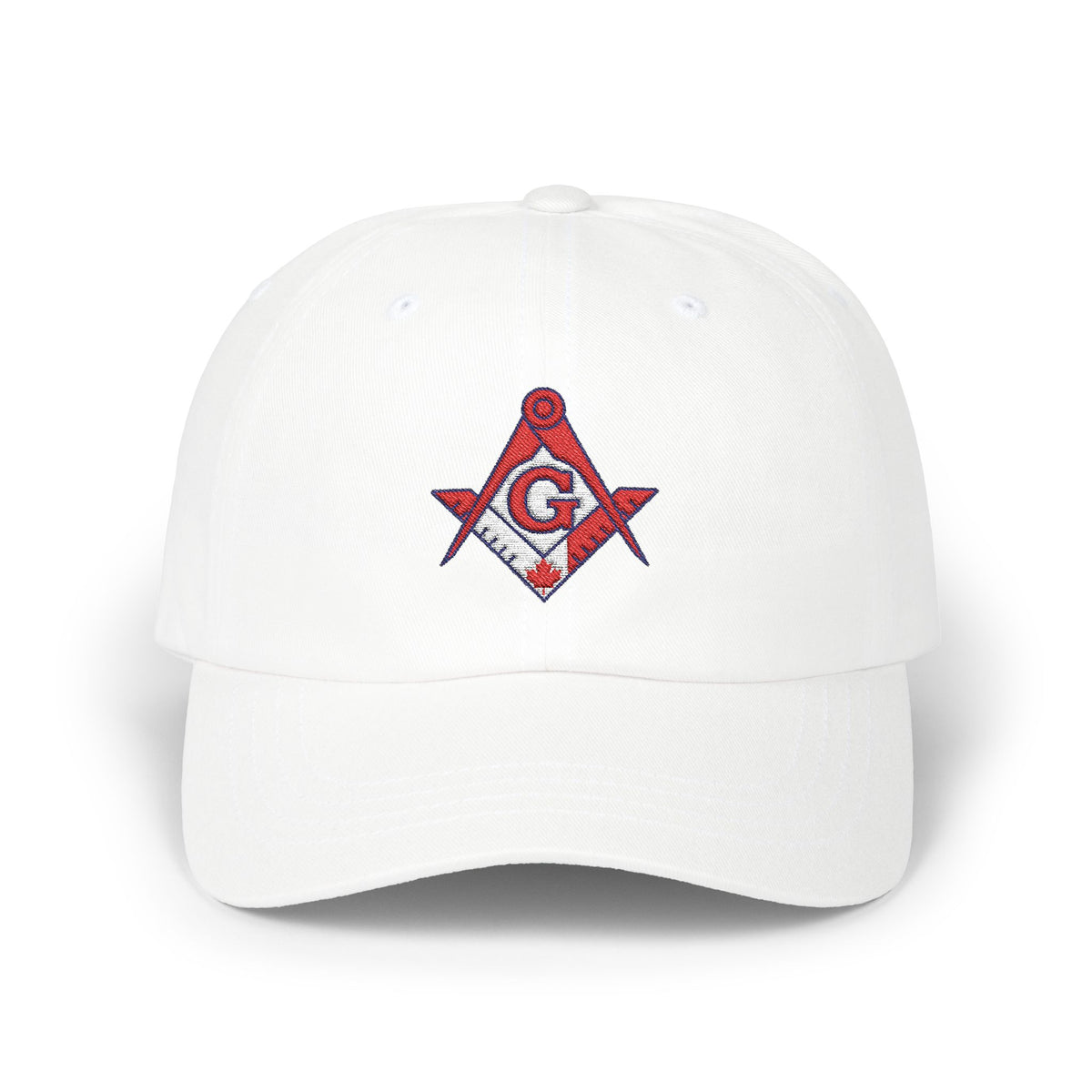 Master Mason Blue Lodge Canada Jurisdiction Baseball Cap - Red & White Square & Compass G - Bricks Masons