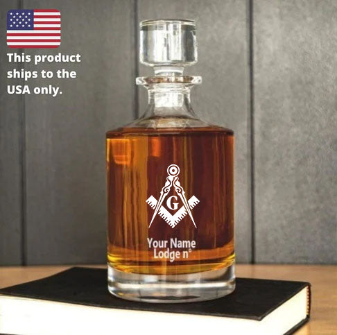 Master Mason Blue Lodge Decanter - 30 oz. - Bricks Masons