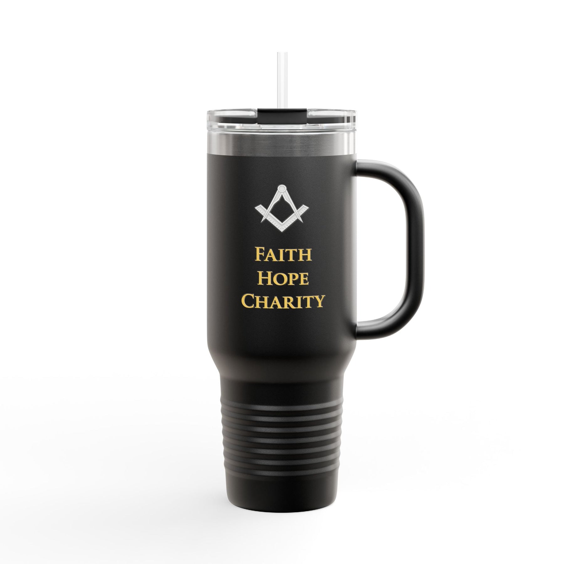 Master Mason Blue Lodge Ringneck Tumbler - Faith Hope & Charity with Square & Compass - Bricks Masons