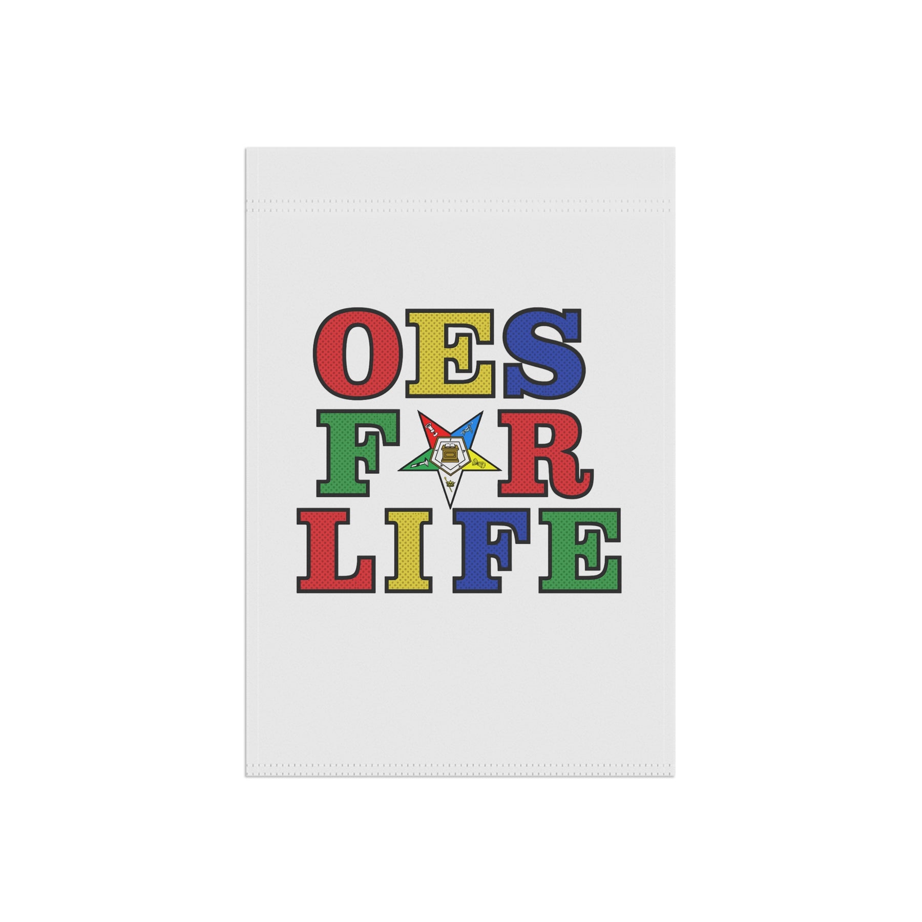 OES Yard Flag - White OES For Life Poly Poplin - Bricks Masons
