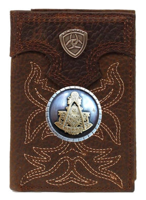 Past Master Blue Lodge Wallet - Square & Compass Tan and Brown