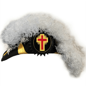 Past Commander Knights Templar Commandery Chapeau - All White Plumes