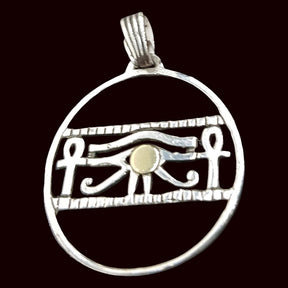 Egyptian Eye of Horus Pendant Silver and Gold 4.5 x 3.5 cm Art 611 - Bricks Masons
