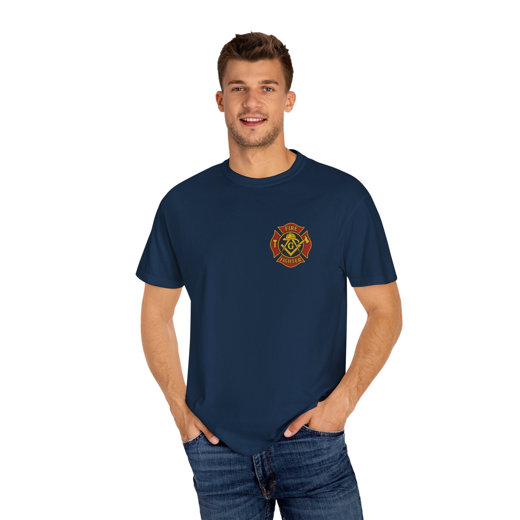 Master Mason Blue Lodge T-Shirt - Firefighter Mason Garment-Dyed Tee - Bricks Masons