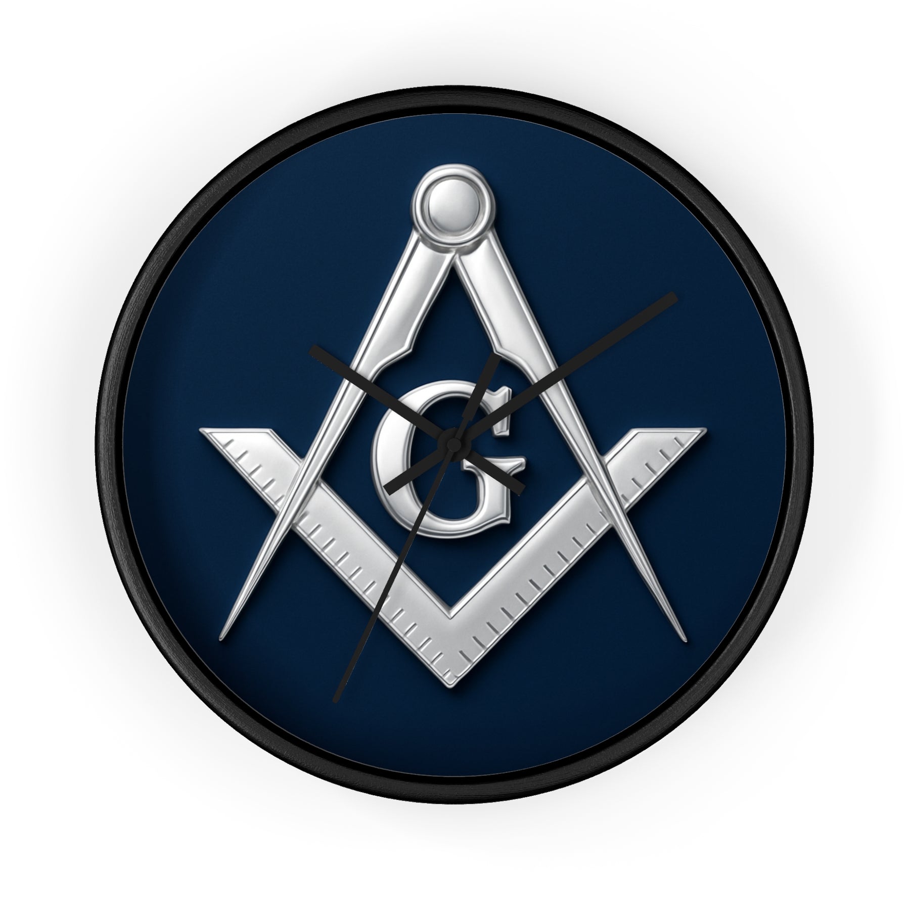 Master Mason Blue Lodge Clock - S&C G Emblem on Wood Frame - Bricks Masons