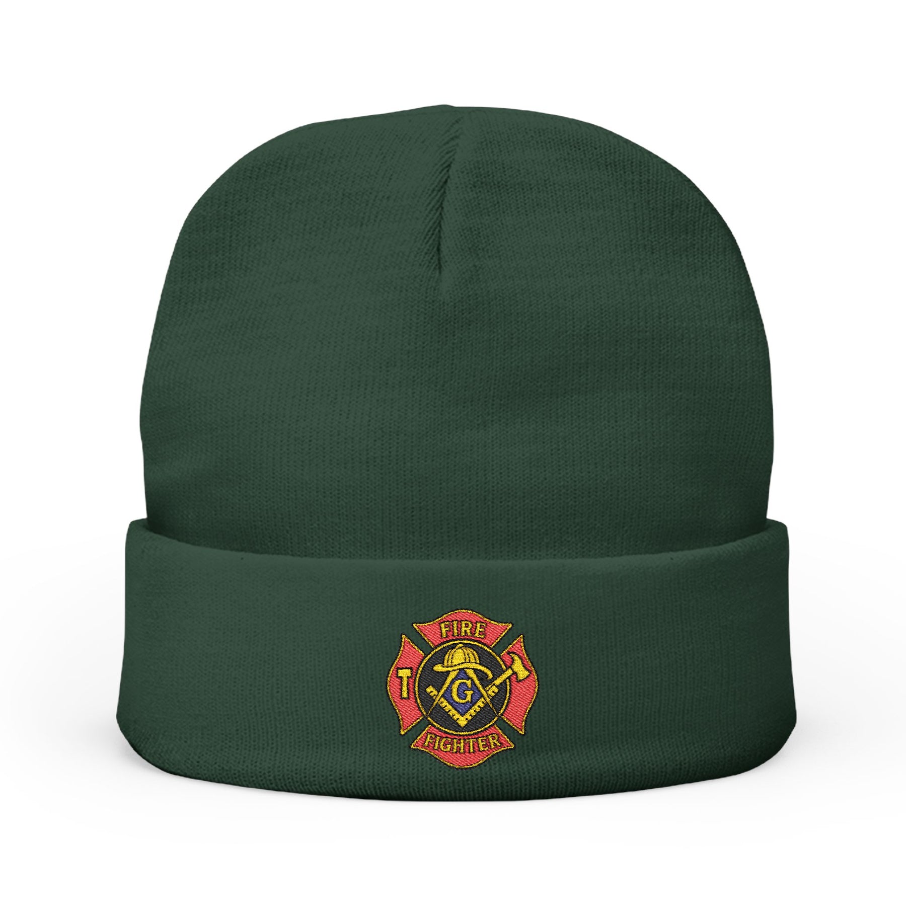 Master Mason Blue Lodge Beanie - Knit Embroidery Firefighter Mason Square & Compass G - Bricks Masons