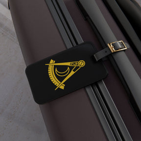District Deputy Grand Master Blue Lodge Luggage Tag - Gold With Black Leather Strap - Bricks Masons
