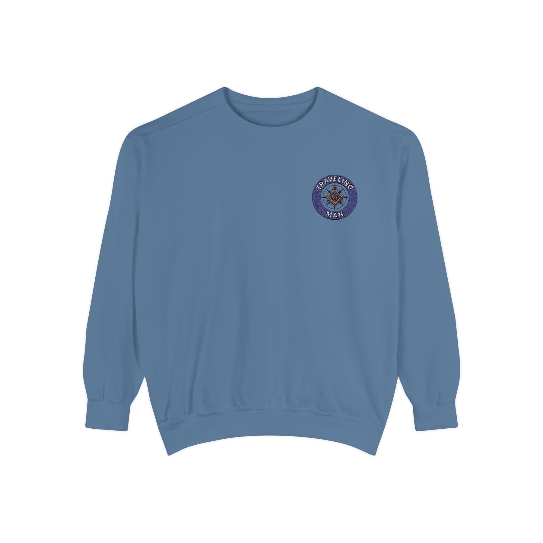 Master Mason Blue Lodge Sweatshirt - Embroidered Emblem Traveling Man - Bricks Masons