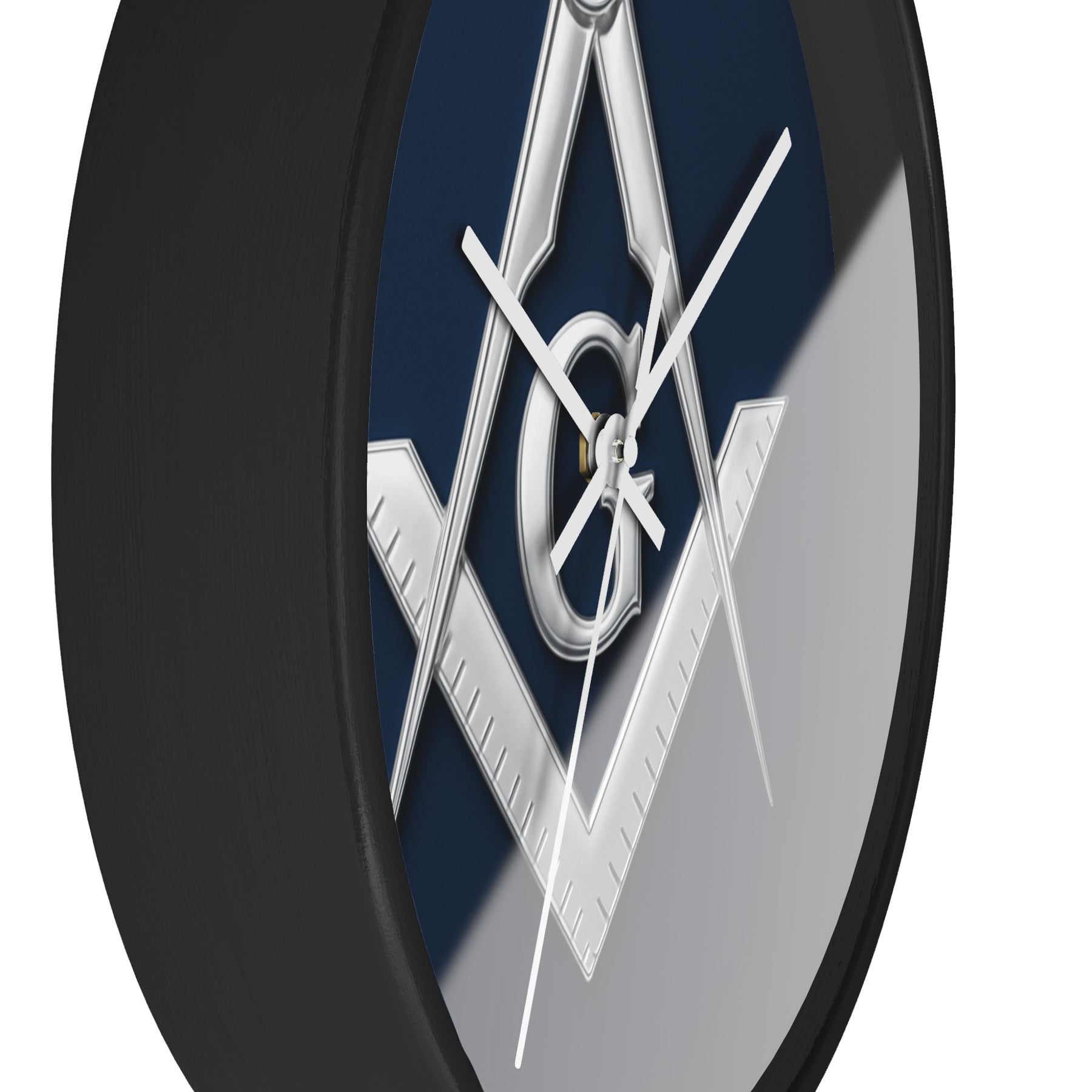 Master Mason Blue Lodge Clock - S&C G Emblem on Wood Frame - Bricks Masons