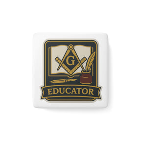 Master Mason Blue Lodge Magnet - Porcelain With Magnet - Bricks Masons