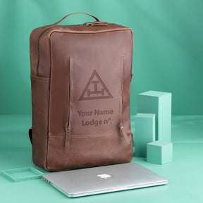 Royal Arch Chapter Backpack - Genuine Brown Leather - Bricks Masons