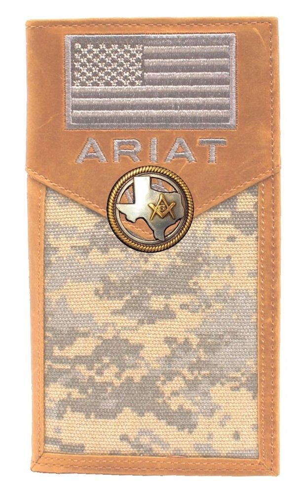 Master Mason Blue Lodge Wallet - Ariat Digital Camo US Flag