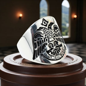 Masonic Ring Double-Headed Eagles Silver 2 cm 14 g Art 71 - Bricks Masons
