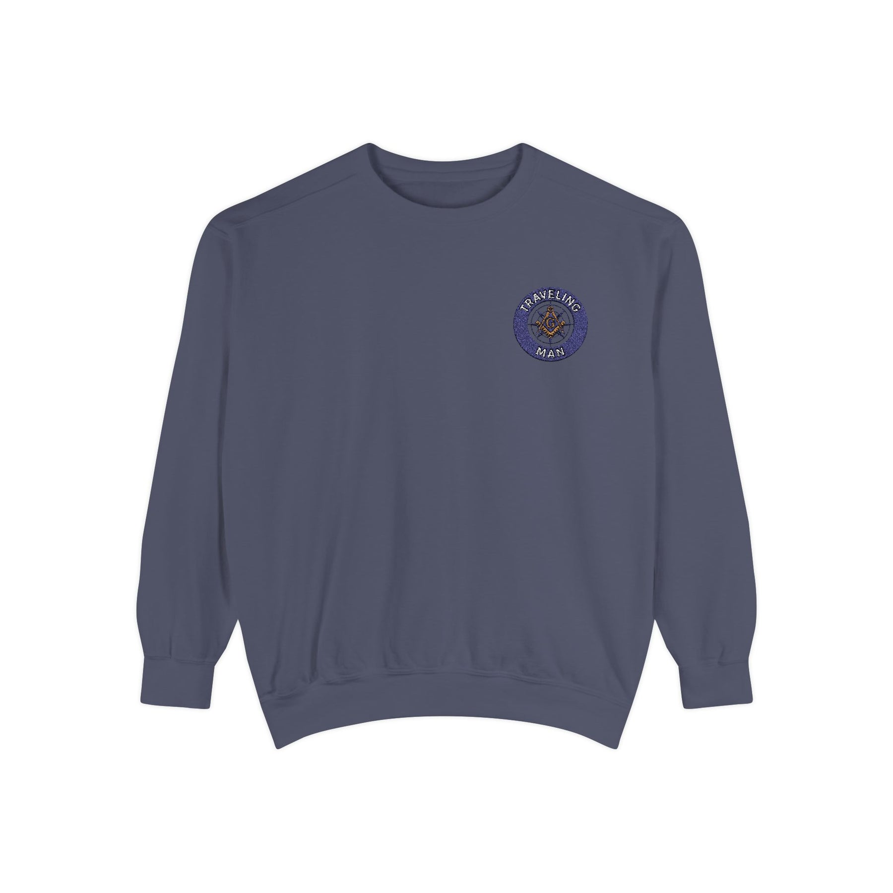 Master Mason Blue Lodge Sweatshirt - Embroidered Emblem Traveling Man - Bricks Masons