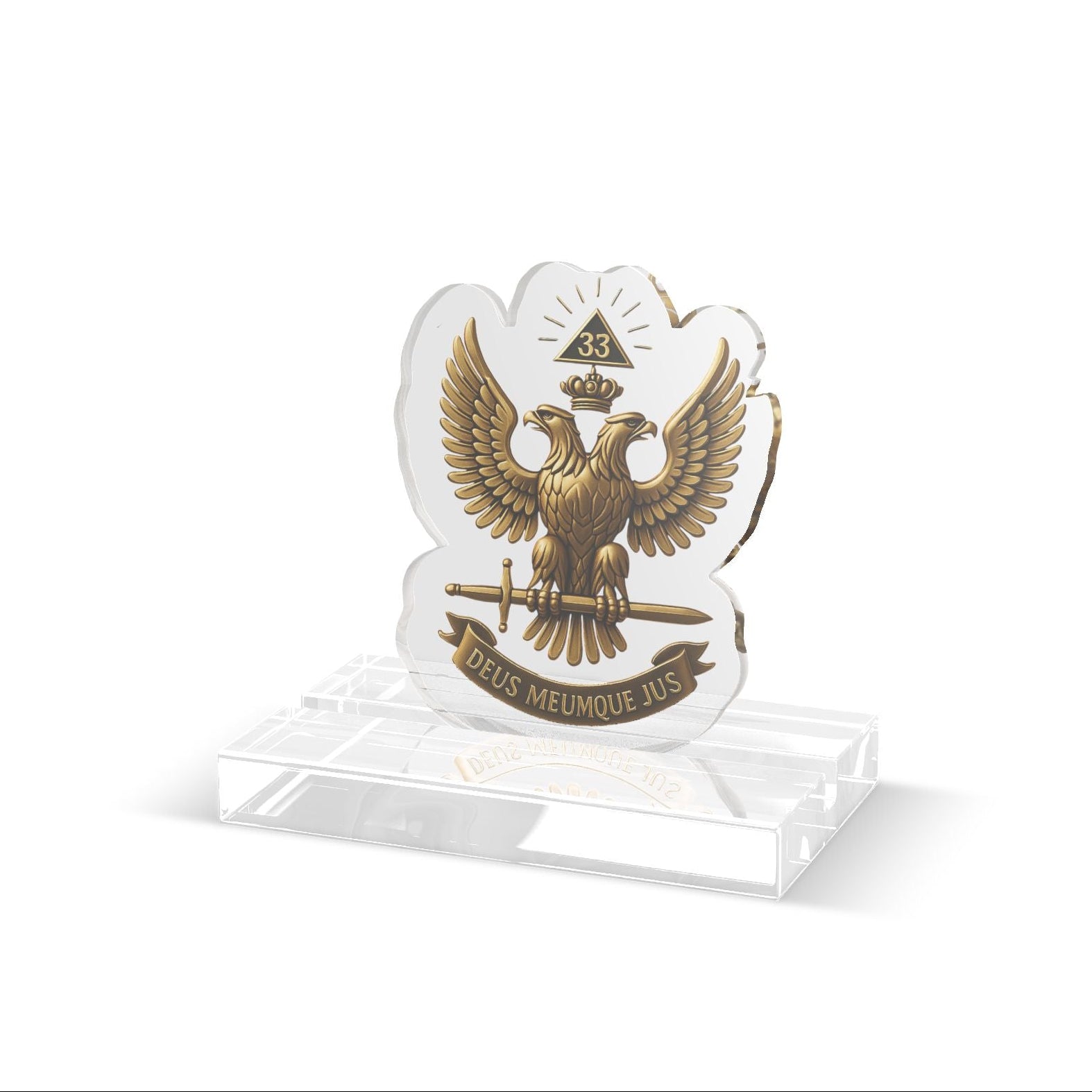 33rd Degree Scottish Rite Plaque - Deus Meumque Jus Wings Up - Bricks Masons