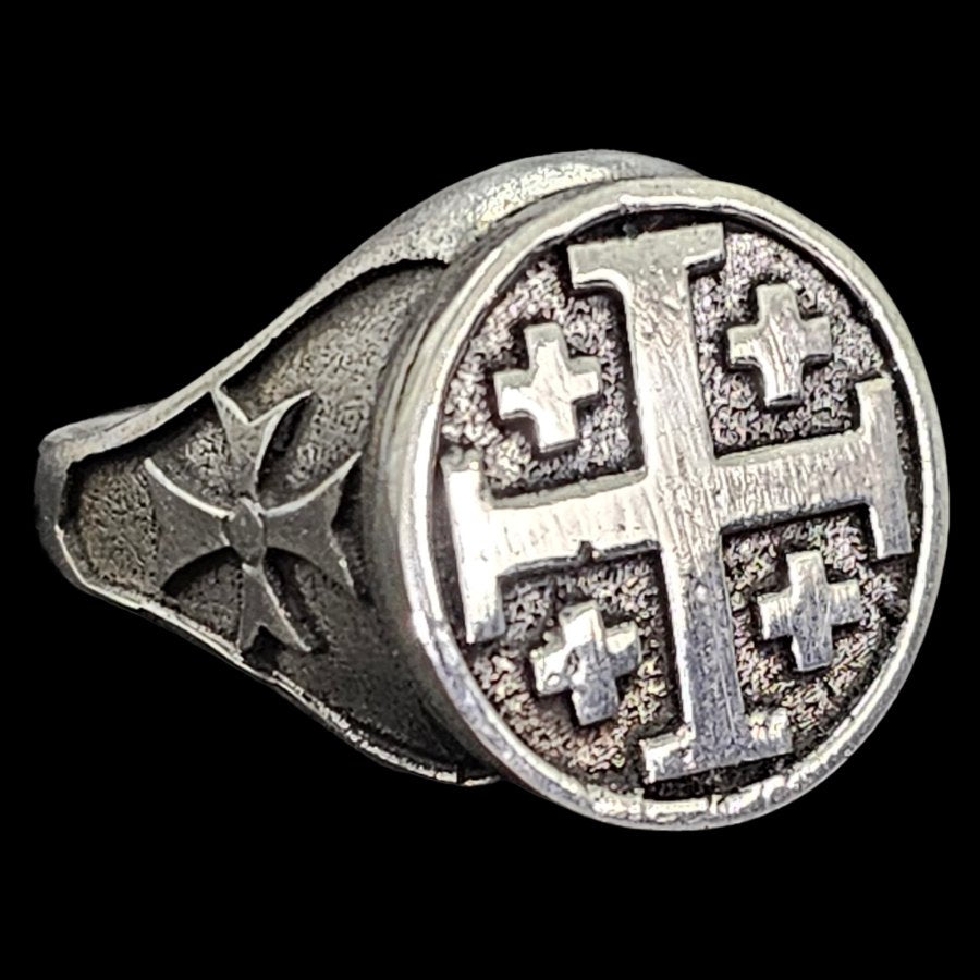 Templar Ring Jerusalem Cross Silver 1.8 Cm 14 Gr Art 771 - Bricks Masons