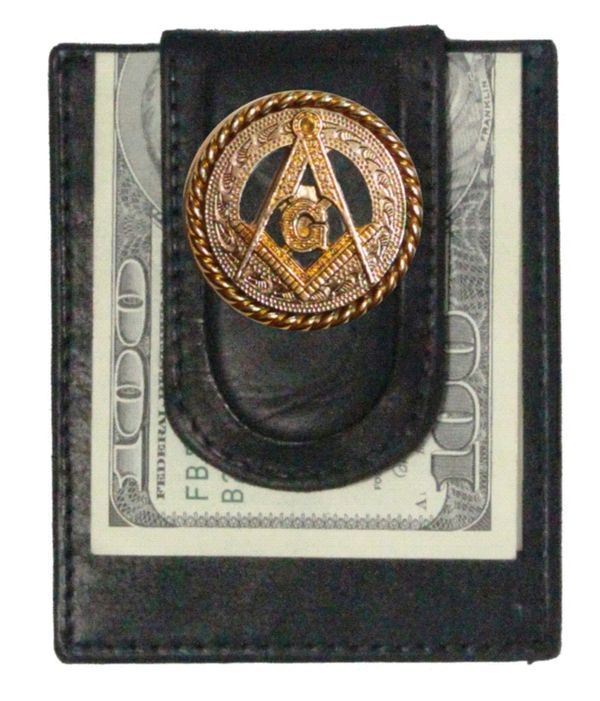 Master Mason Blue Lodge Wallet - Square and Compass Money Clip Black