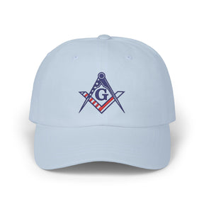 Master Mason Blue Lodge Baseball Cap - Embroidered Patriotic Masonic Dad Cap American Flag - Bricks Masons