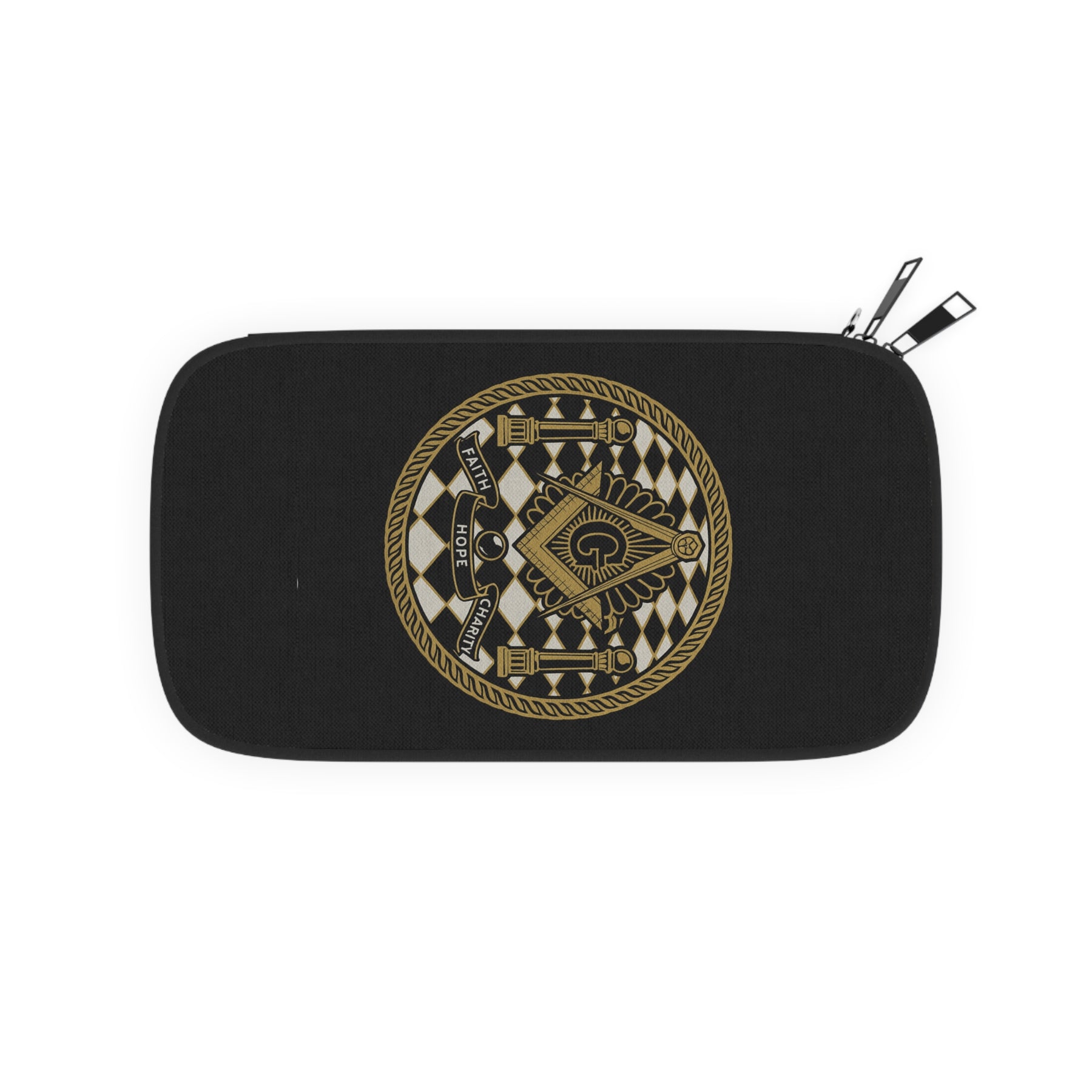 Master Mason Blue Lodge Passport Wallet - Gold & Black Faith Hope Charity - Bricks Masons