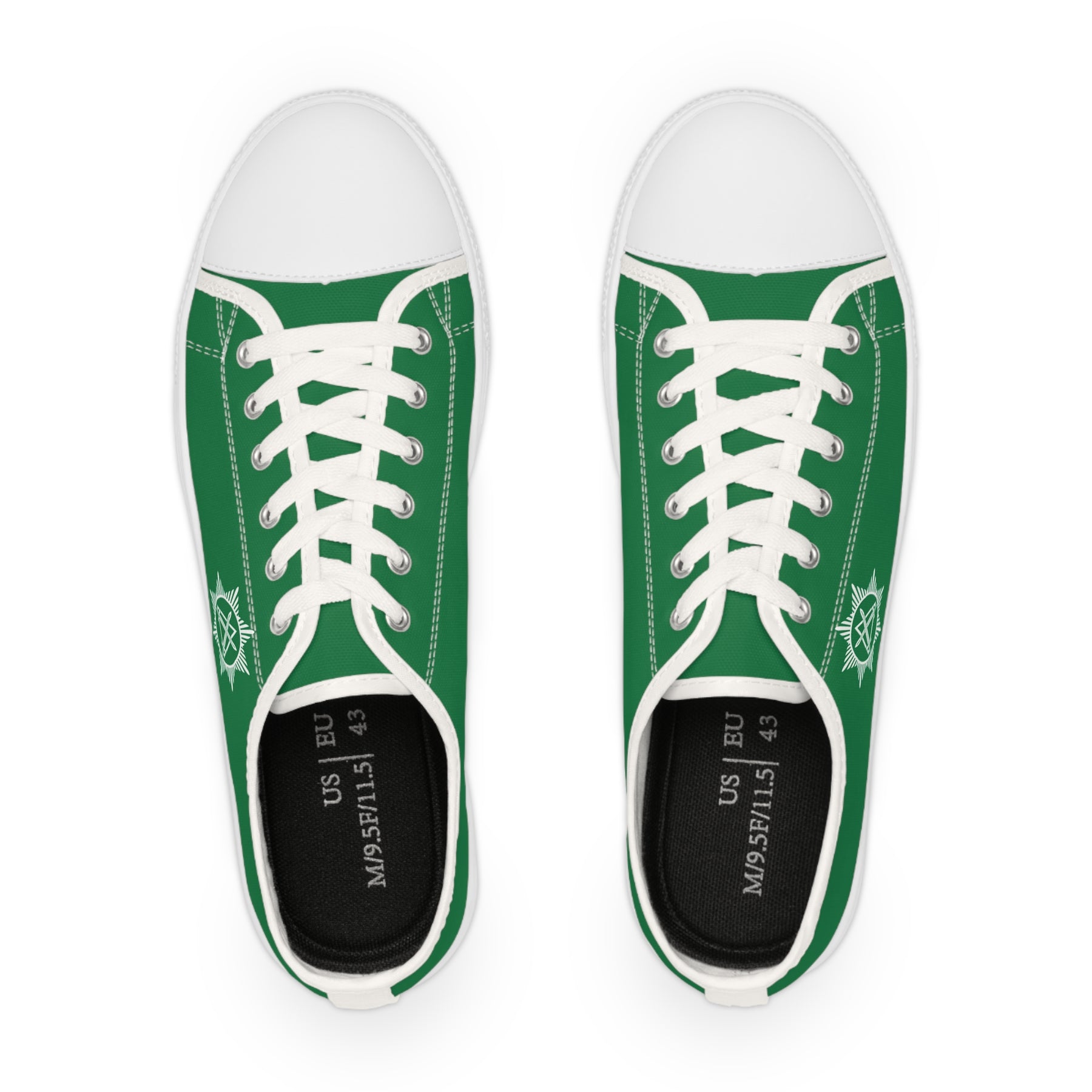 Knight Masons Sneaker - Low Top Sneaker Black & White Green Canvas - Bricks Masons