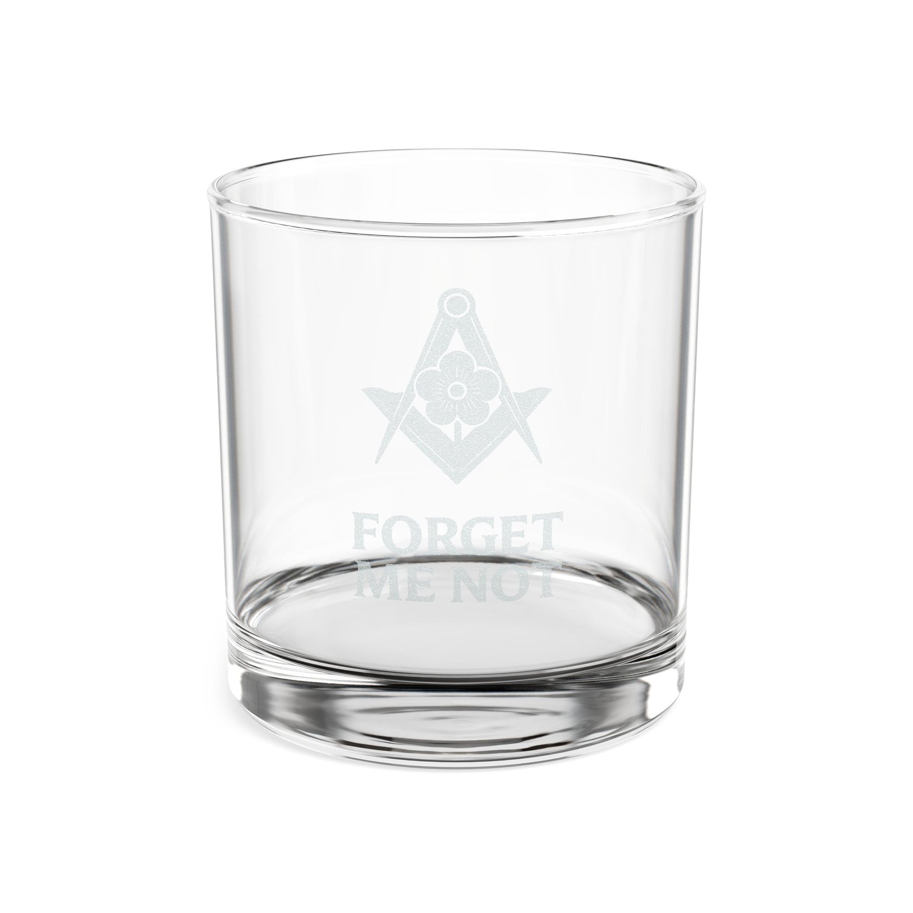 Vaso de whisky de la Logia Azul de Maestro Masón - Escuadra y compás No me olvides