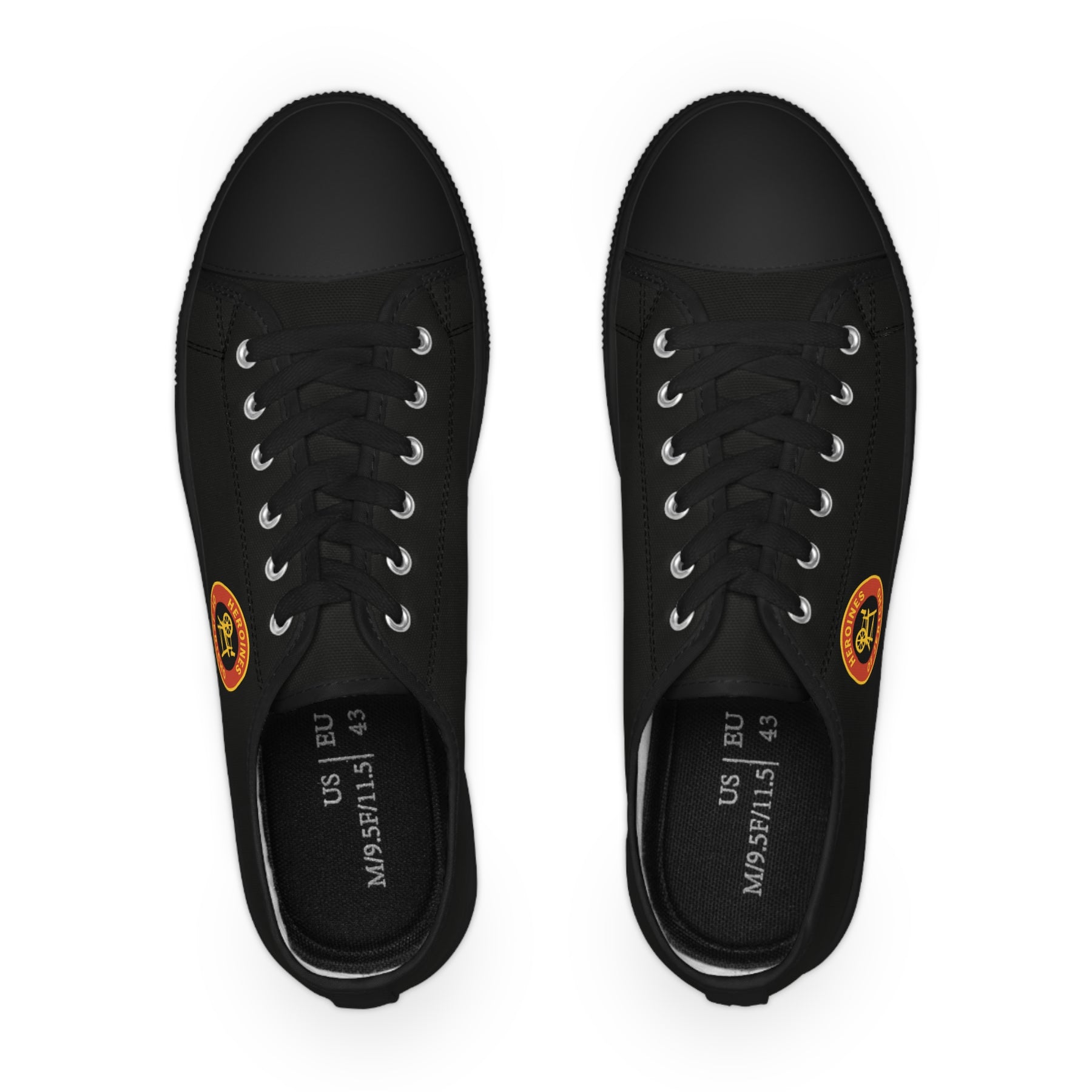 Heroines of Jericho Sneaker - Low Top Sneaker Black & White Colorful Emblem - Bricks Masons