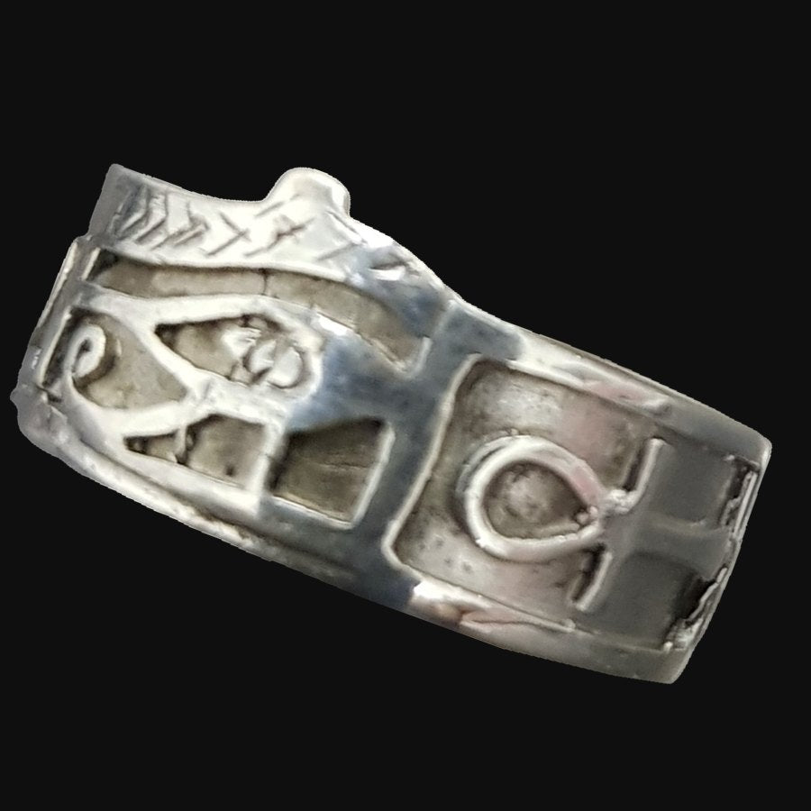 Egyptian Eye of Horus Ring with Ankh, Silver, 1 cm, 4 g, Art. 873 - Bricks Masons