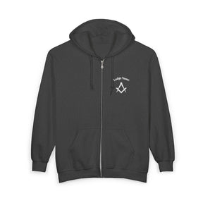 Master Mason Blue Lodge Hoodie - Zip Up Jacket Square & Compass with Personalization - Bricks Masons
