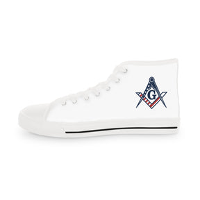 Master Mason Blue Lodge Sneaker - High Top Black & White Sole with USA FLAG S&C G - Bricks Masons