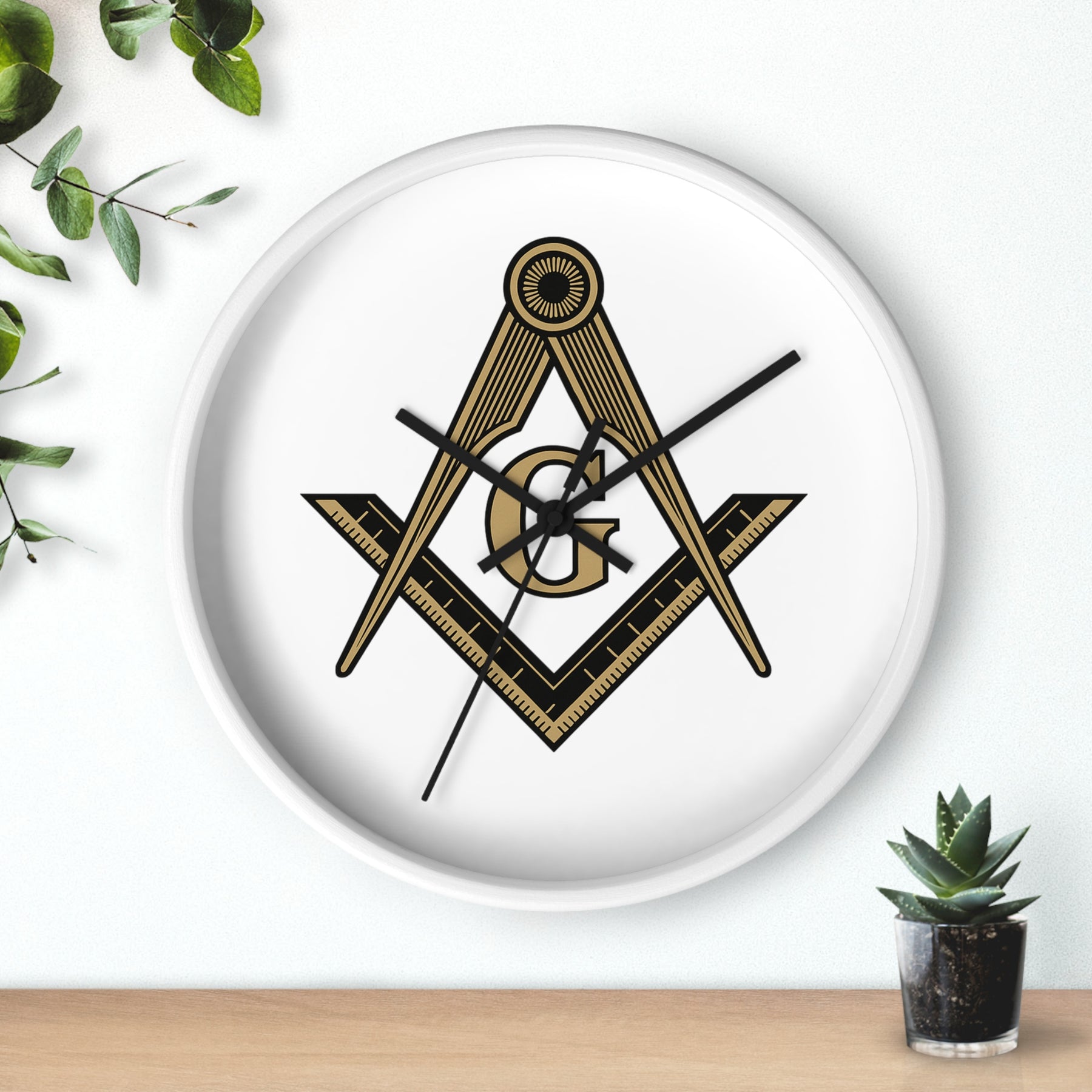 Master Mason Blue Lodge Clock - Distinguished S&C G on White Dial - Bricks Masons