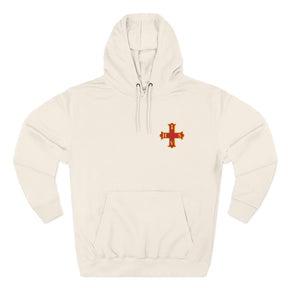 Red Cross of Constantine Hoodie - Three-Panel Fleece Chest Embroidered Motif - Bricks Masons