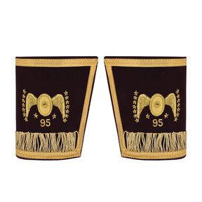 95th Degree Memphis Misraim Cuff - Maroon Velvet Golden Braid Hand Embroidered