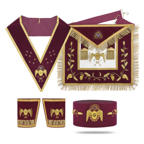 95th Degree Memphis Misraim Regalia Set - Burgundy & Gold Hand Embroidery