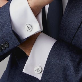 Master Mason Blue Lodge Cufflink - Silver Stainless Steel