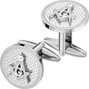 Master Mason Blue Lodge Cufflink - Silver Stainless Steel