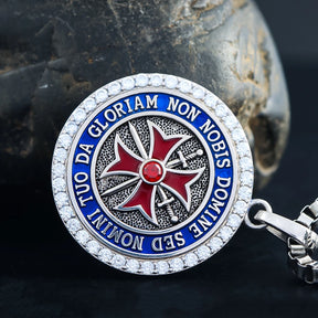 Knights Templar Commandery Pendant - Red Cross Sterling Silver - Bricks Masons